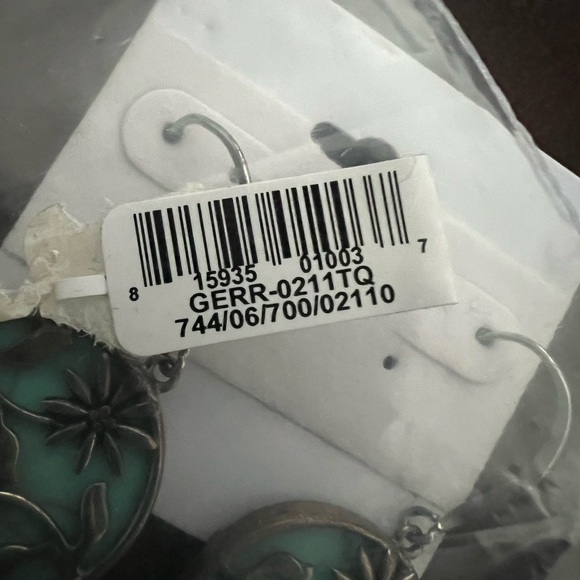 Silver Turquoise Dangle Earrings; TQ Disk Drop Earrings - Picture 9 of 9